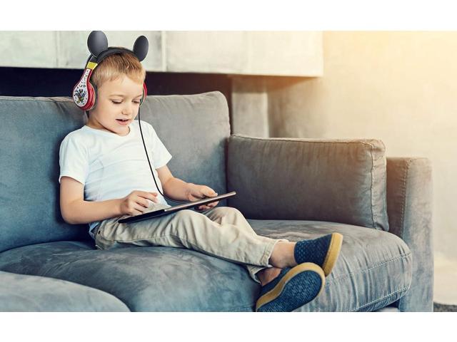 eKids Mickey Mouse Headphones For Kids, Adjustable Over the Ear Headphones, 3.5mm Jack Wired Headphones with Parental Volume Control, for Fans of...