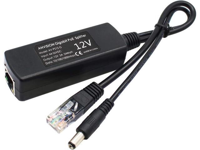 ANVISION 2-Pack Gigabit PoE Splitter, 48V to 12V 2A Ethernet Adapter, for Security Camera, AP, Voip and More, AV-PS12-G