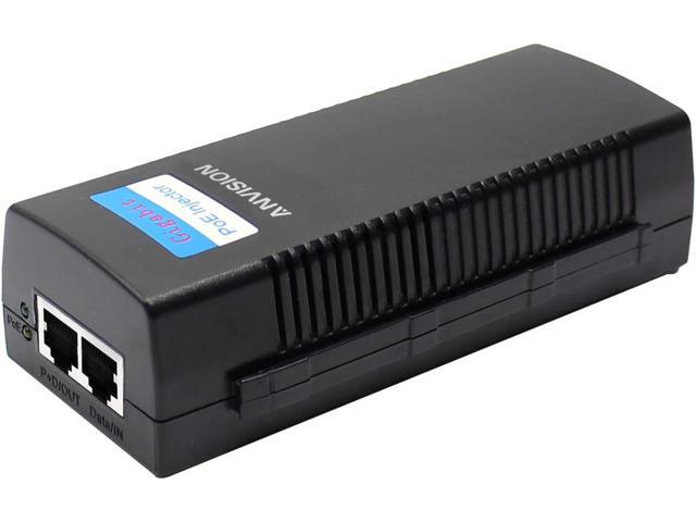 ANVISION 48V 1.0A Gigabit PoE Injector, 48W Power Supply Adapter with AC Cord, IEEE 802.3af/at Compliant, for IP Voip Phones, Cameras, AP and More