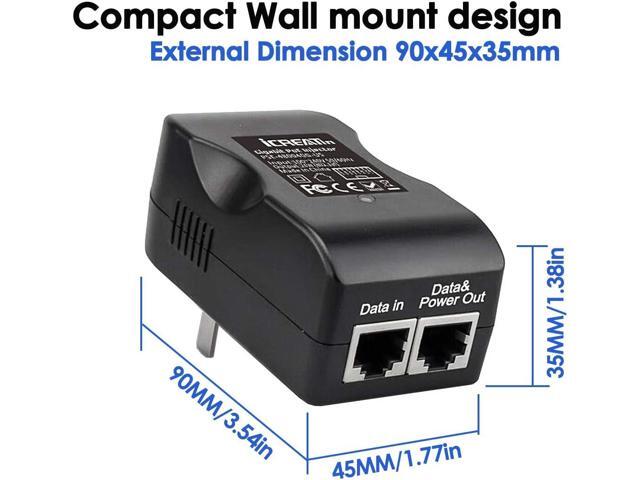 48V Gigabit Power Over Ethernet POE Injector, 24W Wall PoE Adapter,100/1000Mbps 802.3af Compliant, Up to 100 Meters (328 Feet)