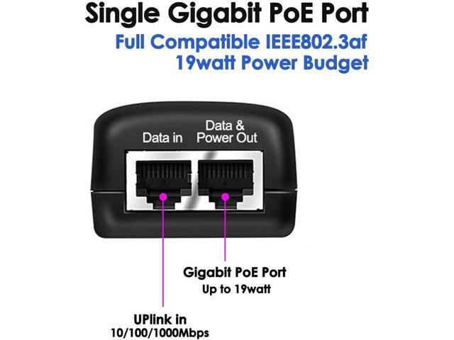 48V Gigabit Power Over Ethernet POE Injector, 24W Wall PoE Adapter,100/1000Mbps 802.3af Compliant, Up to 100 Meters (328 Feet)