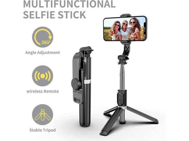 Selfie Stick Tripod, All in One Extendable & Portable iPhone Tripod Selfie Stick with Wireless Remote Compatible with iPhone 14 13 12 11 pro Xs Max...
