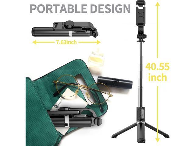 Selfie Stick Tripod, All in One Extendable & Portable iPhone Tripod Selfie Stick with Wireless Remote Compatible with iPhone 14 13 12 11 pro Xs Max...