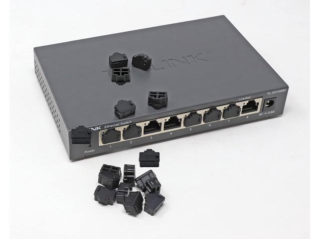 iexcell 125 Pcs Black Ethernet Hub Port RJ45 Anti Dust Cover Cap Protector Plug