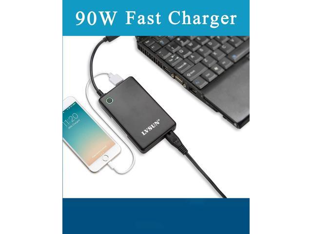 Universal Laptop Charger with LCD Display 90W Slim AC Adapter Power Supply Cord with USB Port for Mobile/Tablet Compatible with Lenovo HP Dell...