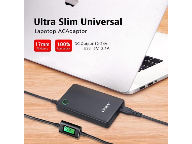 Universal Laptop Charger with LCD Display 90W Slim AC Adapter Power Supply Cord with USB Port for Mobile/Tablet Compatible with Lenovo HP Dell...
