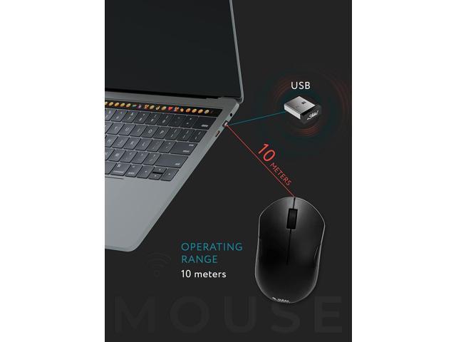 Wireless Silent Optical Mouse with USB Receiver and Batteries Cordless, Portable, Quiet Click Mouse for PC, Laptop, Chromebook, Computer
