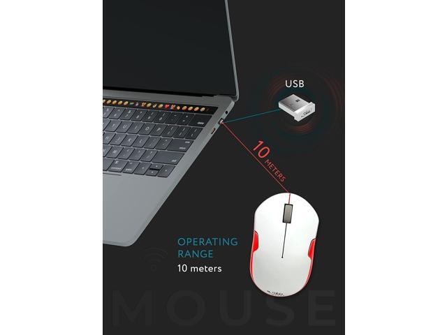 Wireless Silent Optical Mouse with USB Receiver and Batteries Cordless, Portable, Quiet Click Mouse for PC, Laptop, Chromebook, Computer