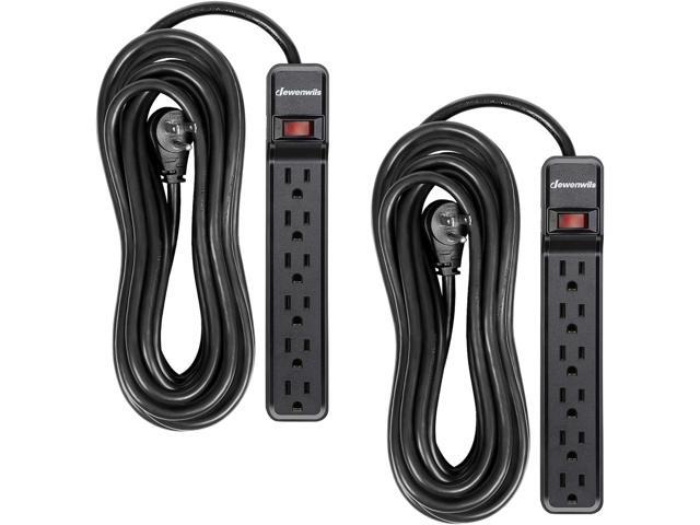 DEWENWILS 2-Pack Power Strip Surge Protector,25 Ft Extra Long Extension Cord, Low Profile Flat Plug,15 Amp Circuit Breaker, 500 Joules, Wall Mount,...