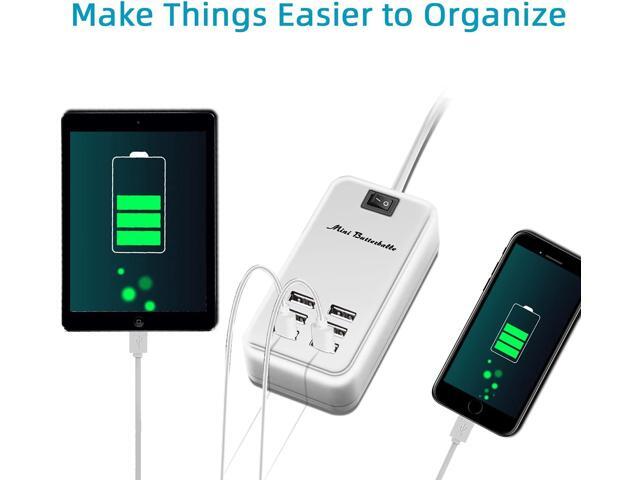 6 Ports USB Charger Hub Desktop US Plug AC Power Wall Travel Charging Adapter Slots Charging Station Extension Socket Outlet with Cable