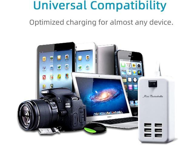 6 Ports USB Charger Hub Desktop US Plug AC Power Wall Travel Charging Adapter Slots Charging Station Extension Socket Outlet with Cable