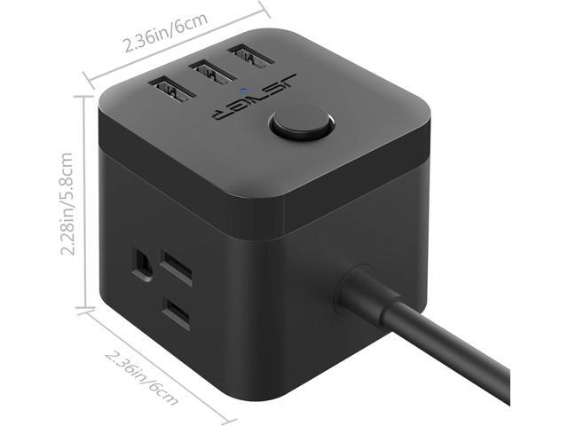 Power Strip with USB, Outlet Strip JSVER USB Power Strip, Power Strips 3 USB Ports 3 Outlets, 4.92ft Power Extension Cord for iPhone Xs/XR/X/8,...