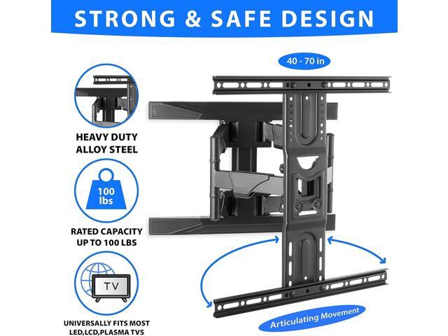 Heavy-Duty Full Motion TV Wall Mount - Articulating Swivel Bracket Fits Flat Screen Televisions from 42' to 70' (VESA 400 x 600 Compatible) - Tilt...