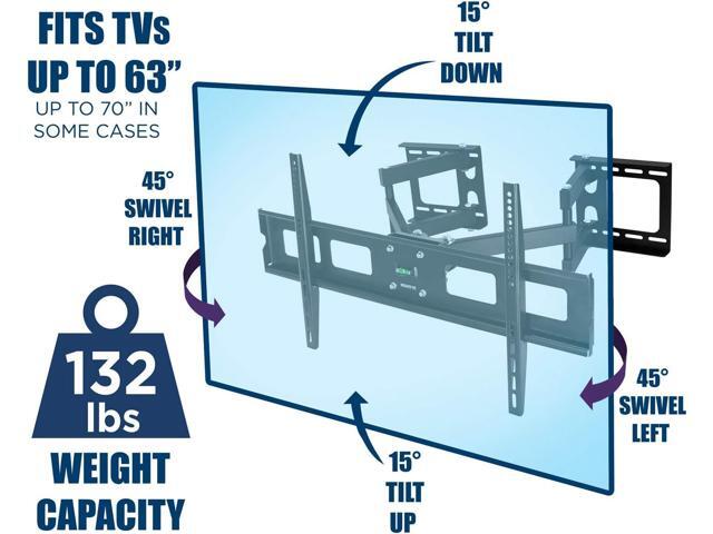 Mount-It! Corner TV Mount Premium Swivel Full Motion Caddy Corner Wall Bracket for 37-63 inch Flat Panel Screens VESA up to 800x400, 132 lb...