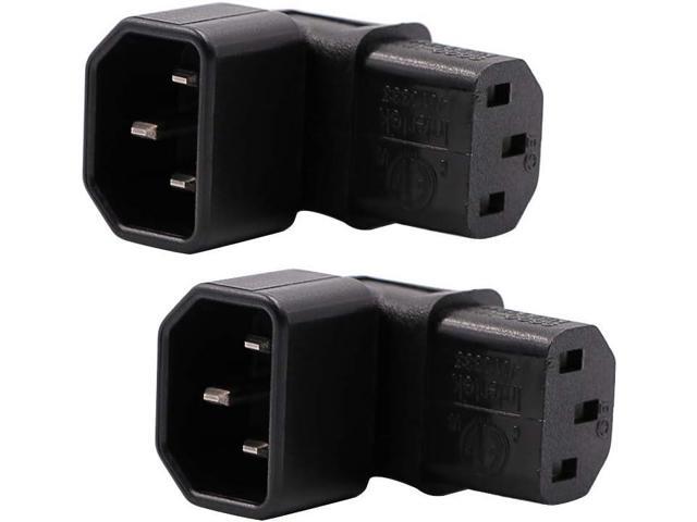 IEC C14 to C13 Power Adapter PDU Plug/Socket Down 90 Degree for LCD Wall Mount TV 2 Pack