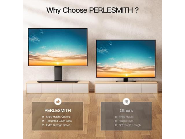 PERLESMITH Universal Swivel TV Stand Base, Table Top TV Stand for 37 to 65,70,75 inch LCD LED TVs, Height Adjustable TV Mount Stand with Tempered...