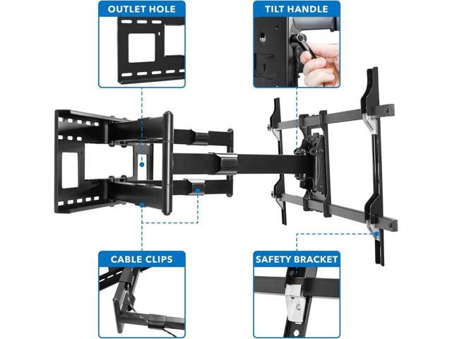 Mount-It! Long Extension TV Mount, Dual Arm Full Motion Wall Bracket with 36 inch Extended Articulating Arm, Fits Screen Sizes 50 55 60 65 70 75 80...