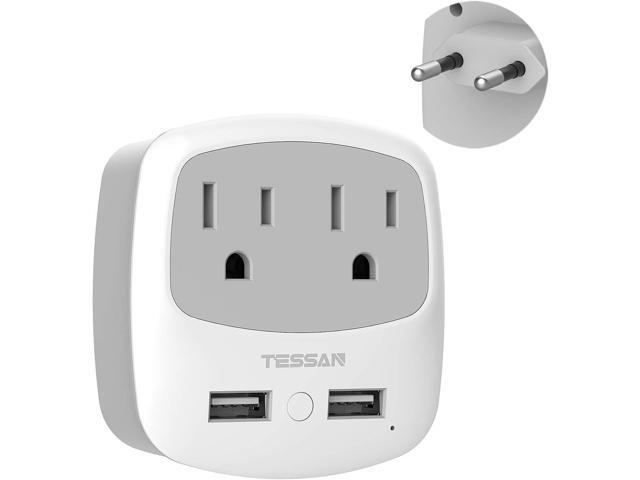 European Travel Plug Adapter Converter, TESSAN International Power Plug Converter with 2 USB, Type C Outlet Adaptor Charger for US to Most of.