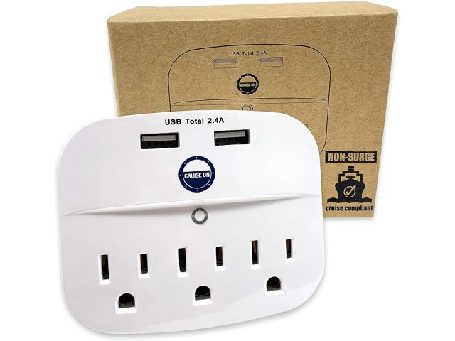 Cruise Power Strip No Surge Protector with USB Outlets - Ship Approved (Non Surge Protection) Cruise Essentials