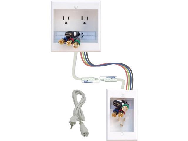 PowerBridge Solutions TWO-CK-26 Dual in-Wall Cable Management for Wall-Mount TVs, 26' PowerConnect Cable, White