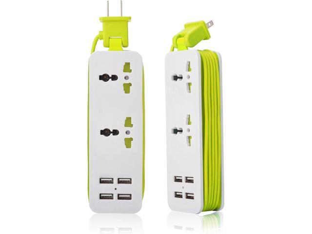 K-century Travel Power Strip Surge Protector with 2 Outlets 4 USB Output 5V 4.2A Output Power Strip with USB Portable Travel Charger Wall Charger...