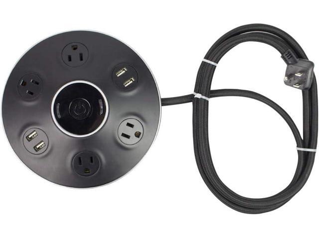 Designer Series 4-Outlet USB Surge Protector Desktop Power Strip Hub, 4x USB Ports (5V/3.1A), Surge Protector, Right Angle Plug, Central On/Off...