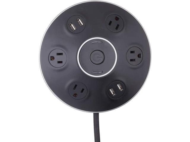 Designer Series 4-Outlet USB Surge Protector Desktop Power Strip Hub, 4x USB Ports (5V/3.1A), Surge Protector, Right Angle Plug, Central On/Off...
