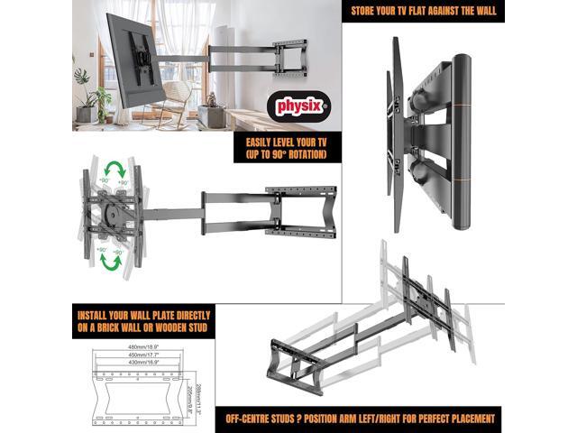 Physix 2120 Long arm TV Wall Mount for 32-75 inch Screens Extra Long Extension up to 47 inch Heavy-Duty TV Mount Holds up to 77 lbs ...