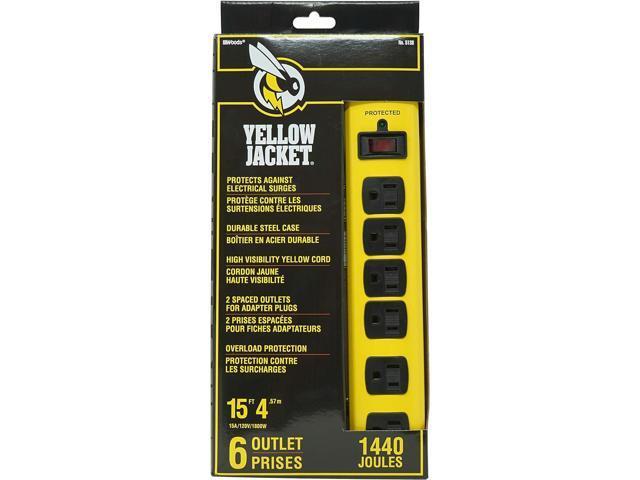 Yellow Jacket 5138N 5138 Metal Surge Protector Strip with 6 Outlets and 15 Foot Cord
