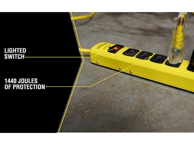 Yellow Jacket 5138N 5138 Metal Surge Protector Strip with 6 Outlets and 15 Foot Cord; Ft