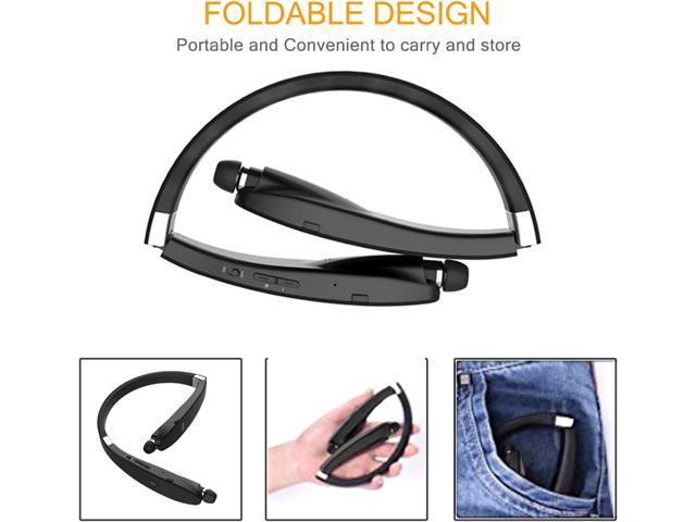 Foldable Bluetooth Headset, Beartwo Lightweight Retractable Bluetooth Headphones for Sports & Exercise, Noise Cancelling Stereo Neckband Wireless...