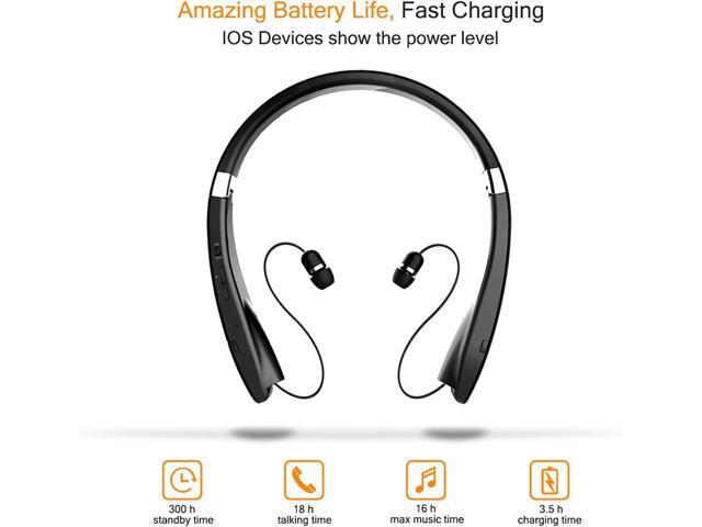 Foldable Bluetooth Headset, Beartwo Lightweight Retractable Bluetooth Headphones for Sports & Exercise, Noise Cancelling Stereo Neckband Wireless...