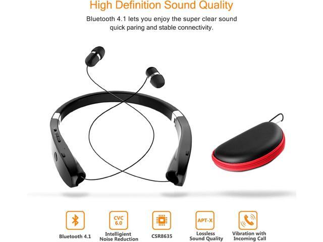 Foldable Bluetooth Headset, Beartwo Lightweight Retractable Bluetooth Headphones for Sports & Exercise, Noise Cancelling Stereo Neckband Wireless...