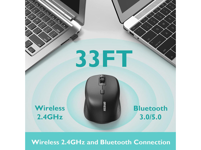 Ergonomic Bluetooth Mouse and Mouse Pad for Laptop, Silent Mouse with 3-Levels DPI, USB Nano Receiver for Android PC Notebook Computer Mac-Black