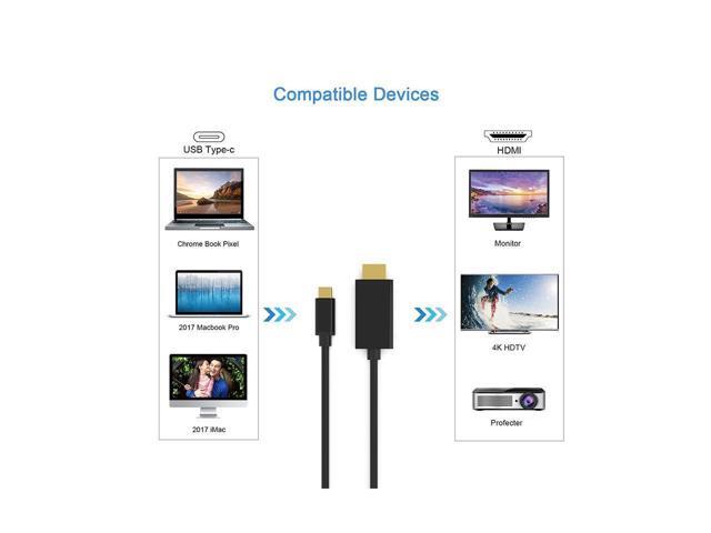 USB-C To HDMI Adapter Display Cable Universal Compatible Type C to HDMI 6ft 4K@60Hz