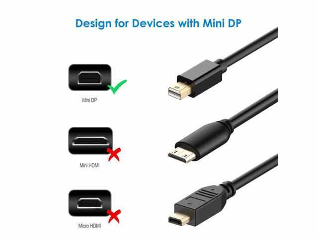 Mini DisplayPort to HDMI 6 Feet Cable Adaptor 4K@30Hz, Compatible with MacBook Air/Pro, Microsoft Surface Pro/Dock, Monitor, Projector and More