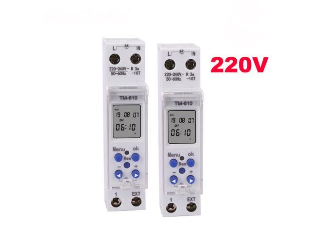 SINOTIMER TM610-2 220V Time Control Switch Intelligent Switch Timer Power Supply Timing Switch 1P Rail Time Switch