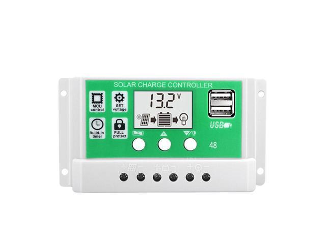30A 12V 24V Solar Charge Controller Lithium Battery LCD Display USB Charged Solar Panel Charger