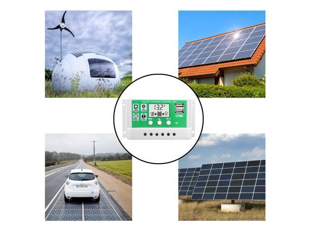 30A 12V 24V Solar Charge Controller Lithium Battery LCD Display USB Charged Solar Panel Charger