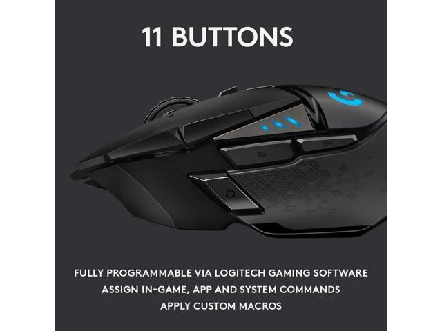 Logitech G502 LIGHTSPEED Wireless Gaming Mouse with HERO 16K Sensor, PowerPlay Compatible, Tunable Weights and Lightsync RGB - Black