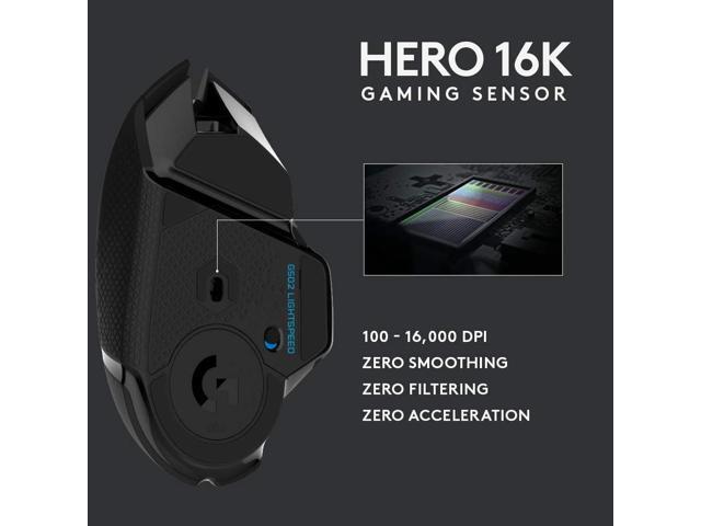Logitech G502 LIGHTSPEED Wireless Gaming Mouse with HERO 16K Sensor, PowerPlay Compatible, Tunable Weights and Lightsync RGB - Black