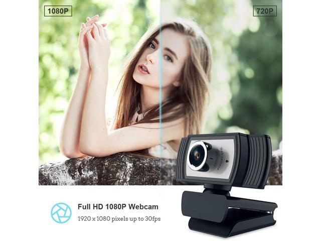 1080P Webcam with Microphone, TROPRO HD PC Desktop Computer MF Web Cam with 180° Ajustable Clip, 360°Rotatable USB Smart TV Web Camera for Skype,...