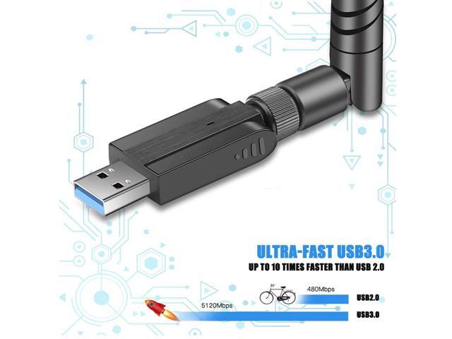 USB WiFi Adapter 1300Mbps, USB 3.0 Wireless Network Adapter, 802.11ac WiFi Dongle with Dual Band 2.4GHz 5.8GHz, 5dBi Antenna, Supports Windows 10 8...