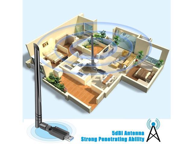 USB WiFi Adapter 1300Mbps, USB 3.0 Wireless Network Adapter, 802.11ac WiFi Dongle with Dual Band 2.4GHz 5.8GHz, 5dBi Antenna, Supports Windows 10 8...