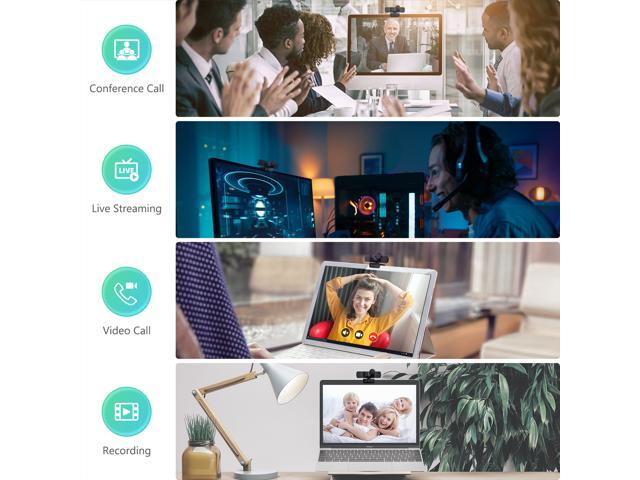 TROPRO Tw8 Webcam with Microphone, 1080P Full HD Computer Camera for PC with Cover, Expandable Tripod, USB Web Camera with Cover for Video Calls,...