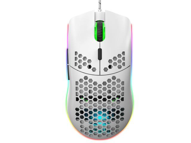 TROPRO Programmable RGB Gaming Mouse, 6 DPI (1000/1600/2400/3200/4800/6400) 96g Ultra Lightweight Honeycomb Optical LED Wired Mouse with.