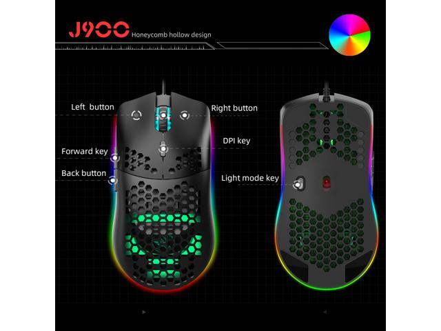 TROPRO Programmable RGB Gaming Mouse, 6 DPI (1000/1600/2400/3200/4800/6400) 96g Ultra Lightweight Honeycomb Optical LED Wired Mouse with...