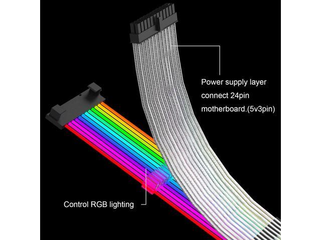 TROPRO RGB Power Extension Cable 24 Pin ATX with Controller for Cable Management (New RGB)