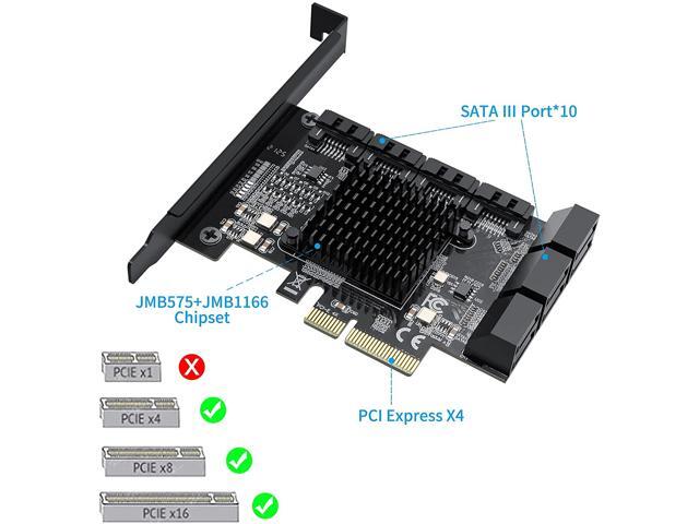 TROPRO PCIe SATA Card 10 Port with 6 SATA Cables and 2 SATA Power Splitter Cables, SATA Controller Expansion Card with Standard Profile Bracket,...