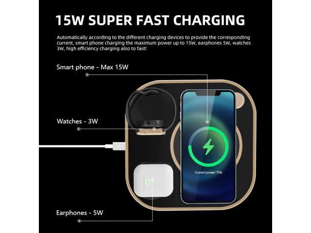 4 in 1 LED Desk Lamp with Wireless Charging Station for Multiple Devices Qi Wireless Certified Compatible with iPhone 13/12, 13/12 Pro, 13/12 Pro...